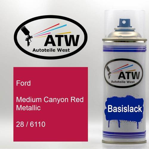 Ford, Medium Canyon Red Metallic, 28 / 6110: 400ml Sprühdose, von ATW Autoteile West.